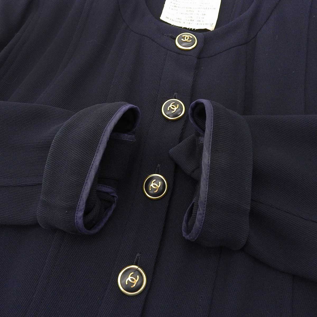 Chanel Wool Long Cardigan Jacket Navy