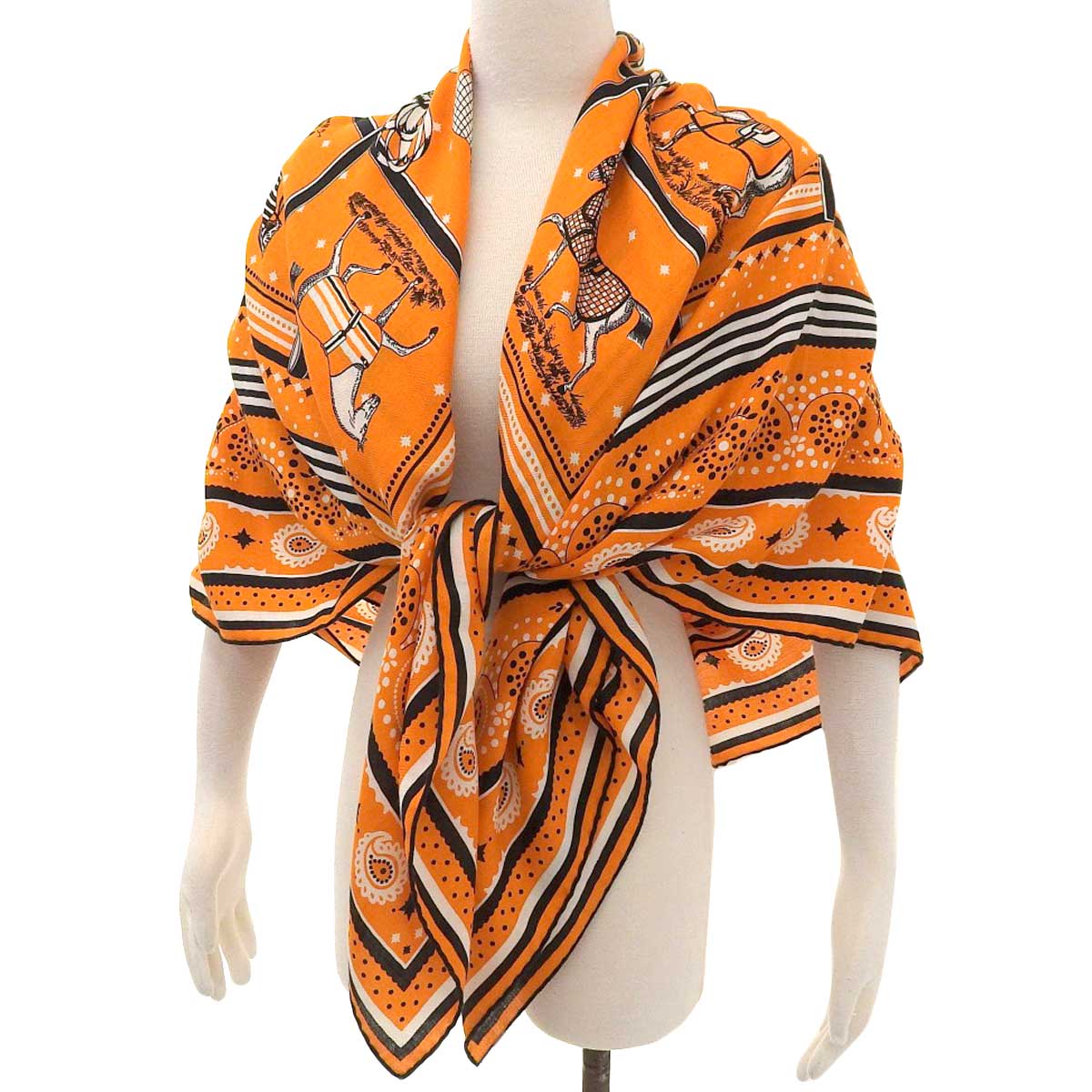 Hermes Silk Cashmere Scarf Orange