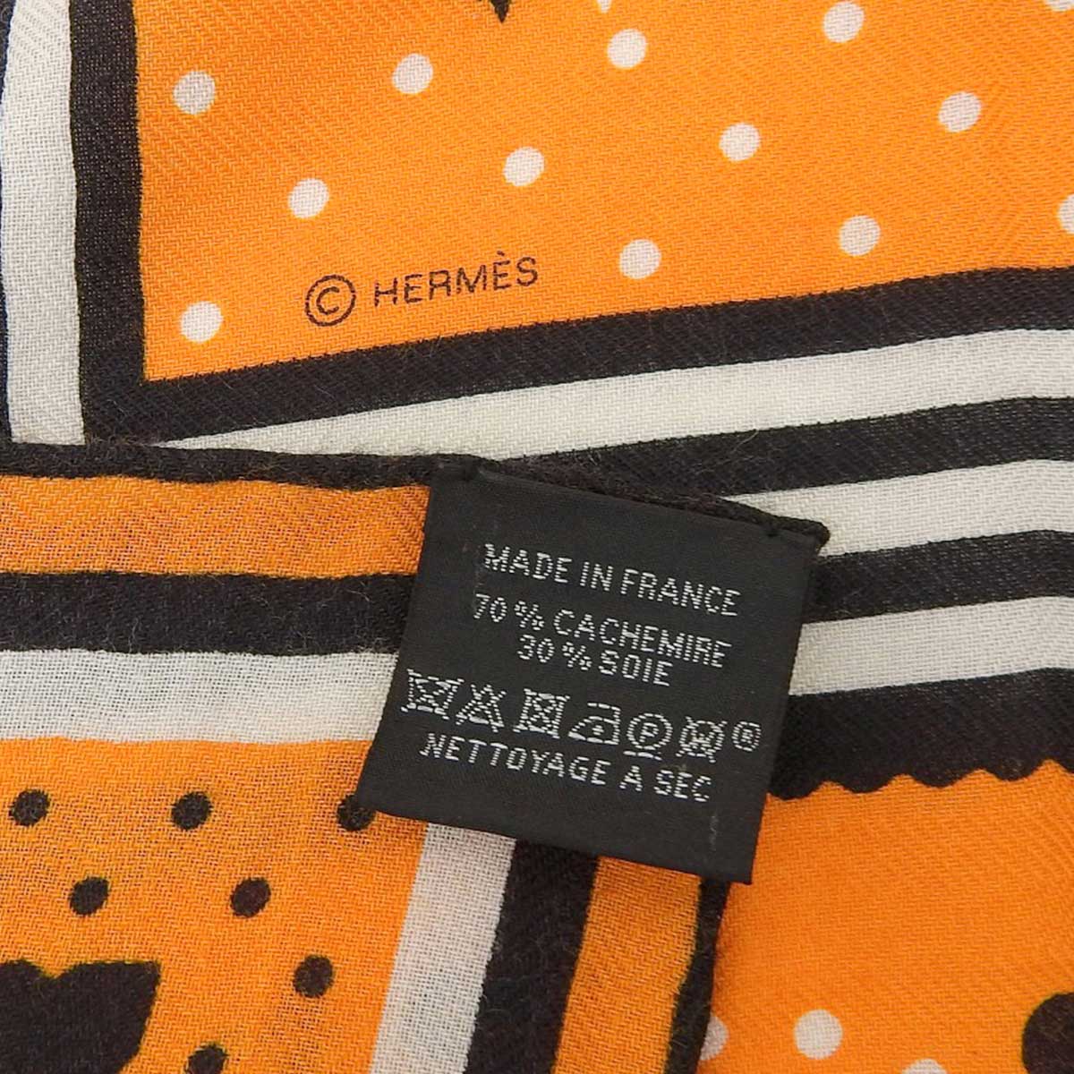 Hermes Silk Cashmere Scarf Orange