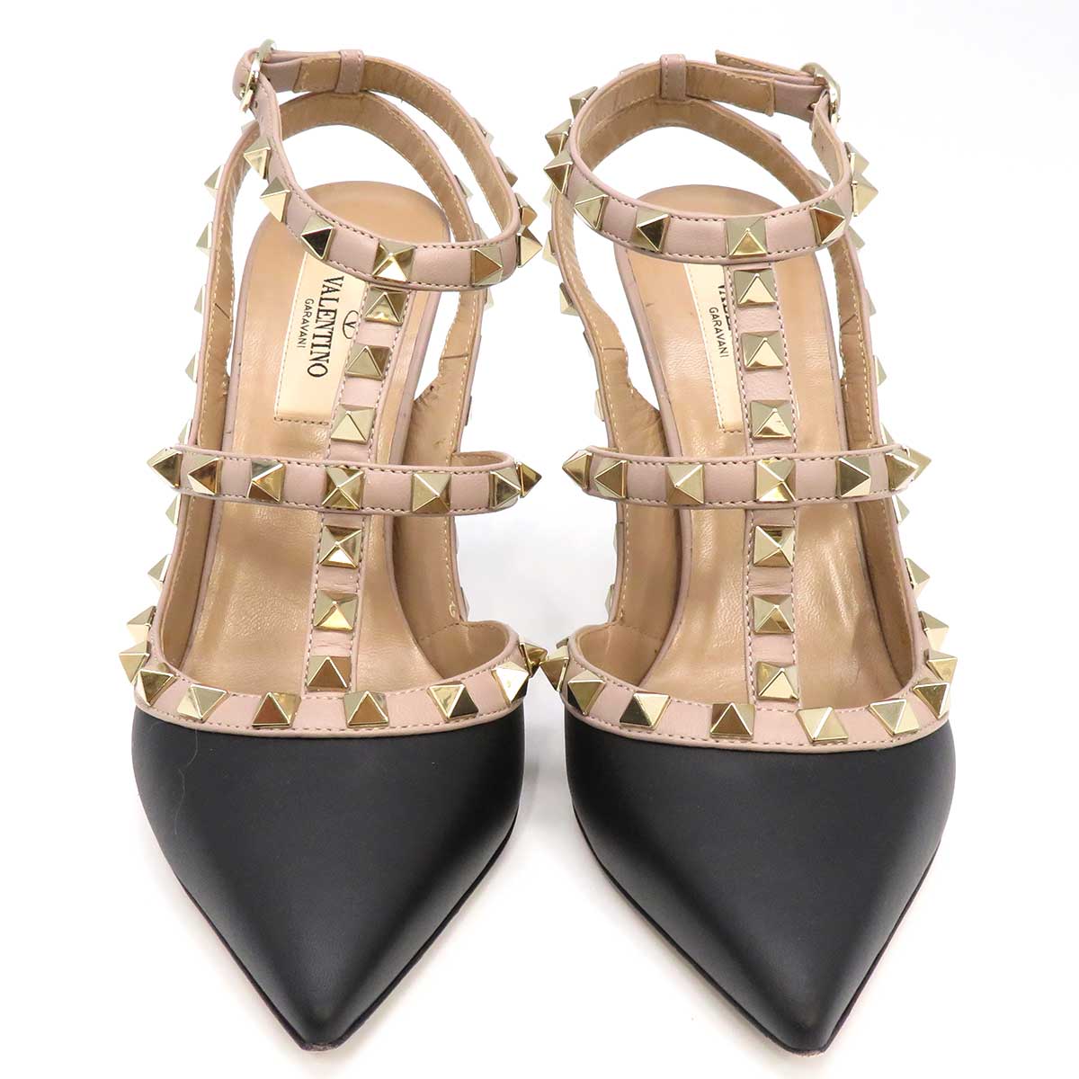 Valentino Rockstud Leather Pumps Black Pink