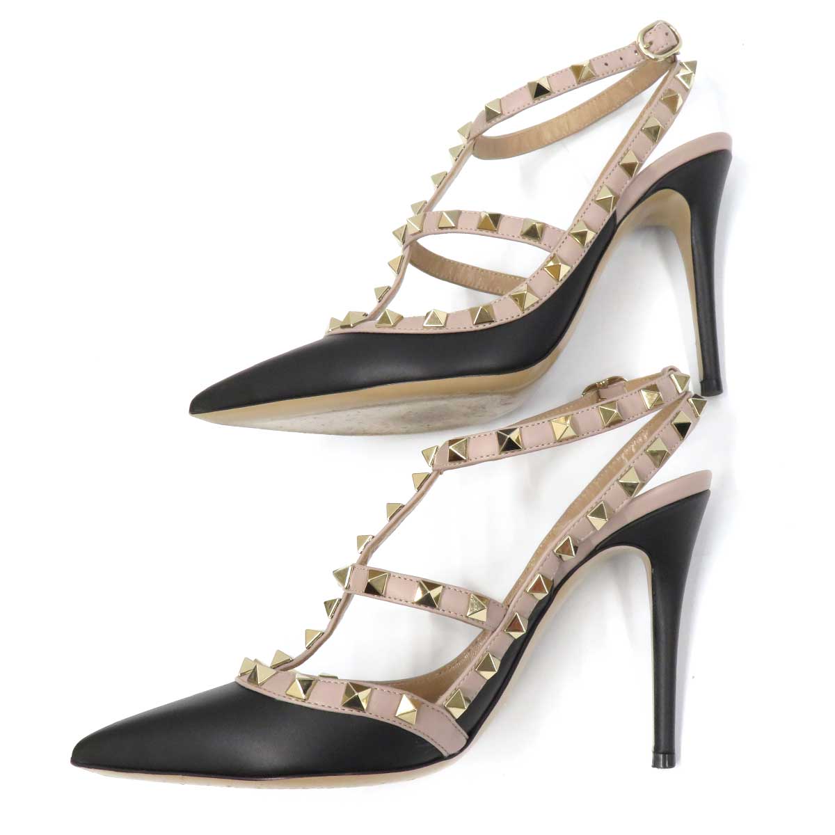 Valentino Rockstud Leather Pumps Black Pink