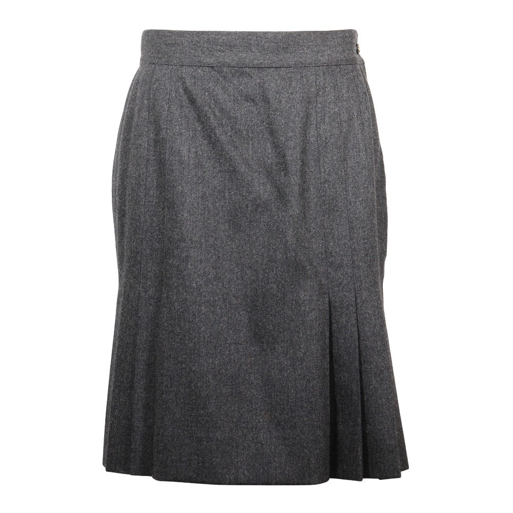 Chanel Wool Silk Skirt Gray