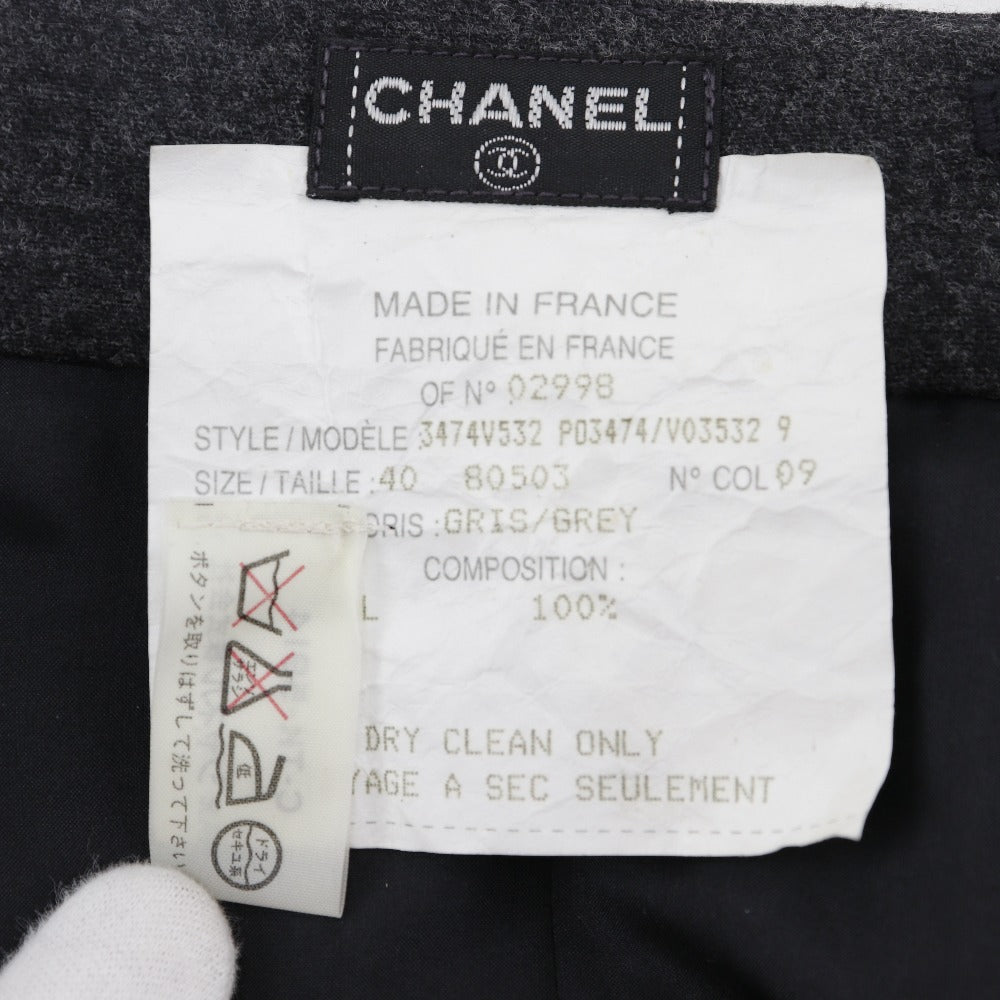 Chanel Wool Silk Skirt Gray