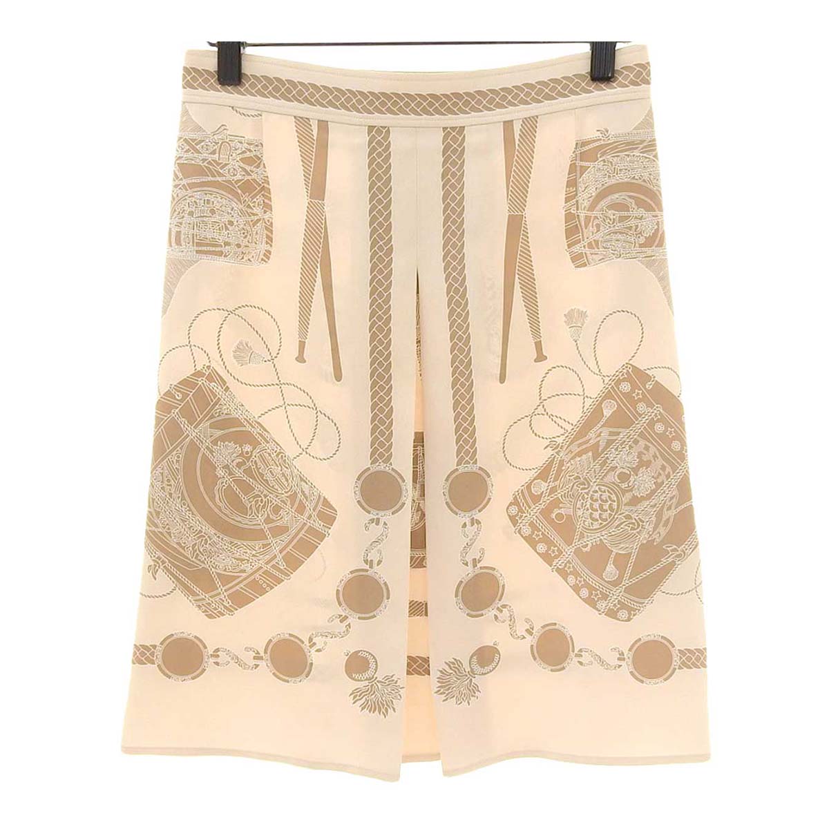 Hermes Beige Silk Pleated Skirt