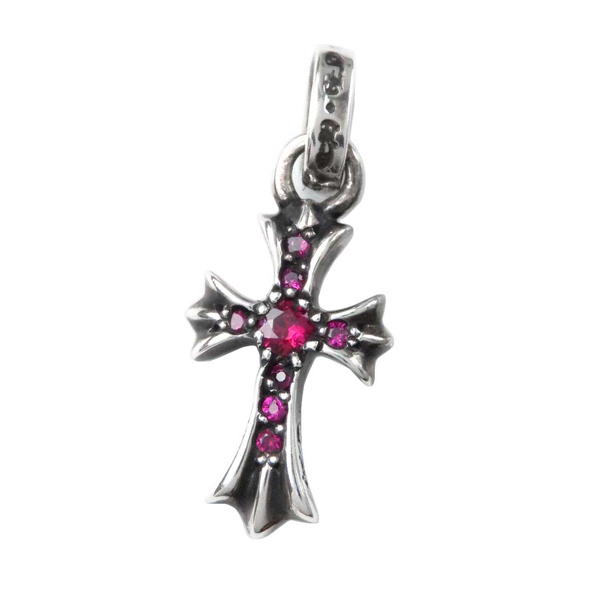 Pave Ruby Baby Fat Cross Pendant