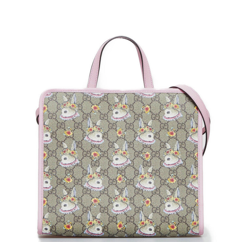 Gucci GG Supreme x Yuko Higuchi Rabbit Canvas Leather Handbag 630542