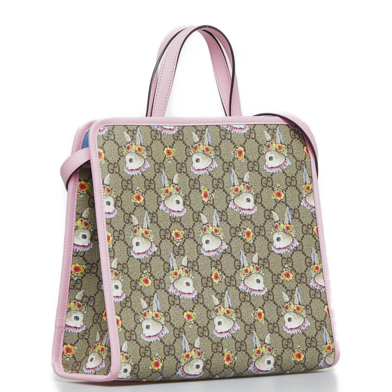 Gucci GG Supreme x Yuko Higuchi Rabbit Canvas Leather Handbag 630542