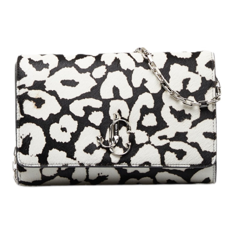 Jimmy Choo Leopard Chain Shoulder Bag Leather