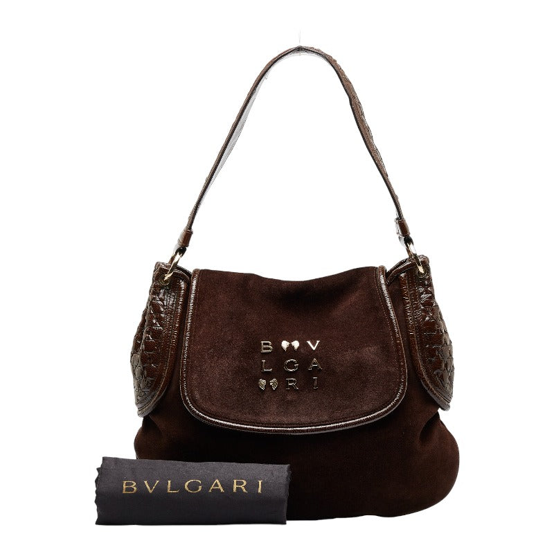 Bvlgari Canvas Leather One Shoulder Bag Brown in Very Good Condition