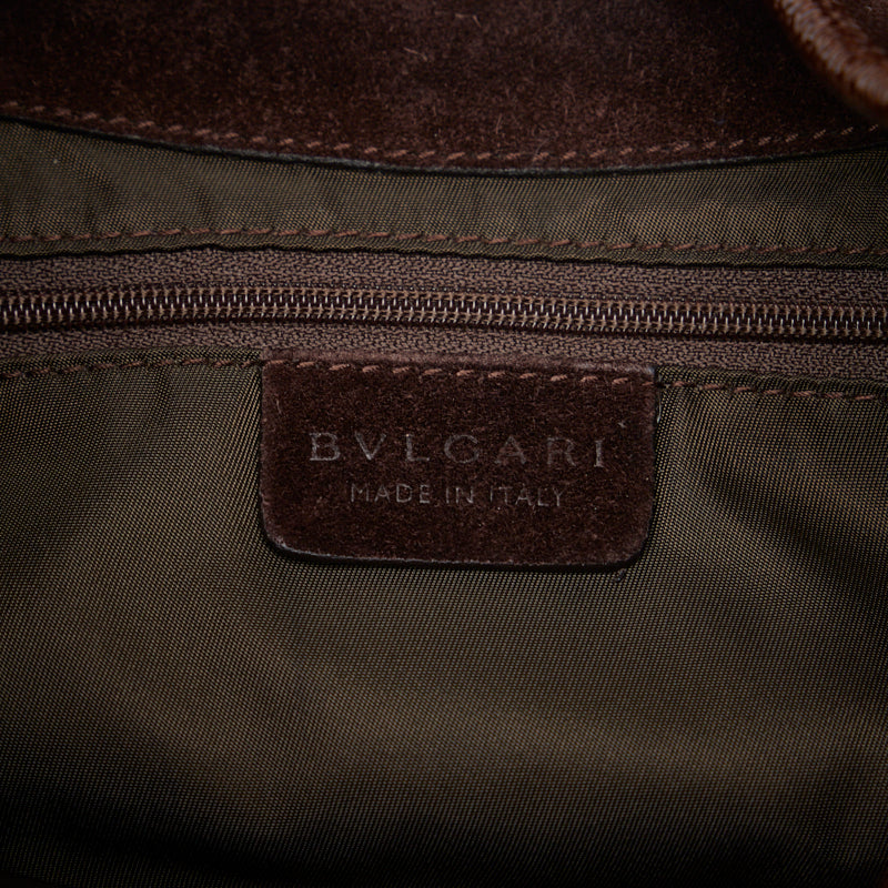 Bvlgari Canvas Leather One Shoulder Bag Brown in Very Good Condition