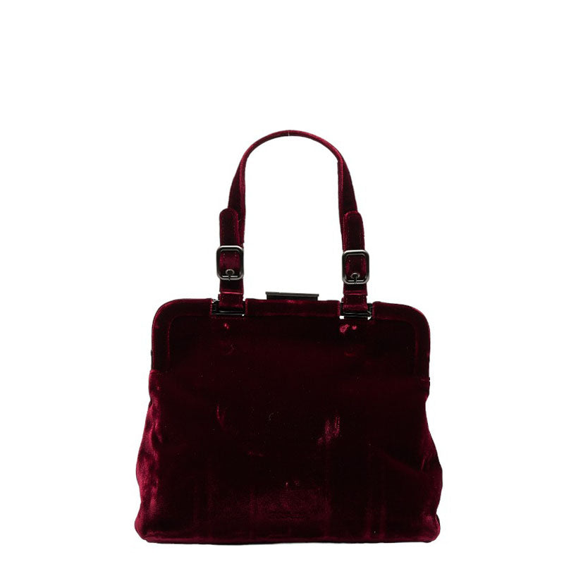 Prada Velour Kiss Lock Handbag Bordeaux in Very Good Condition