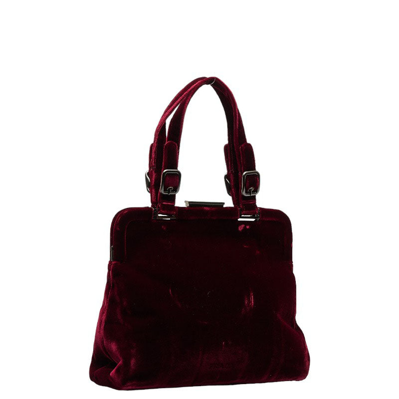 Prada Velvet Handbag Canvas Handbag in Good condition
