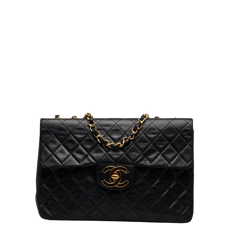 Chanel Leather Chain Shoulder Bag Black in Good Condition