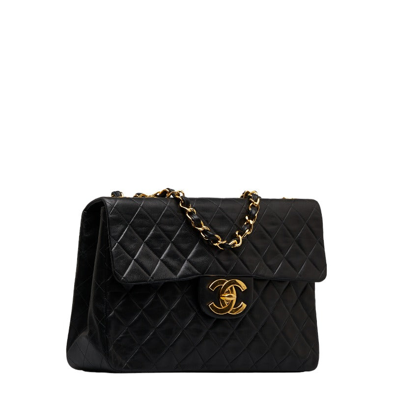 Chanel Leather Chain Shoulder Bag Black in Good Condition