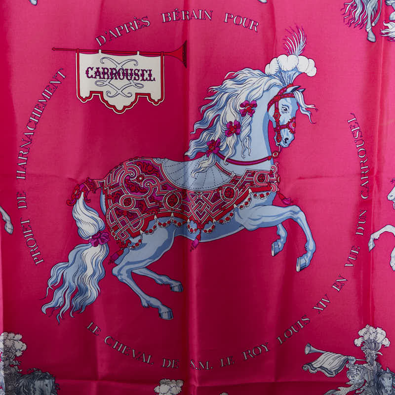 Hermes 90 Carrousel Silk Scarf Canvas Scarf in Good condition
