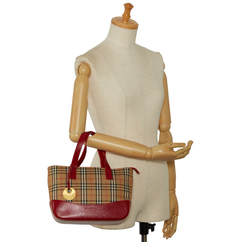 Burberry Nova Check Shadow Horse Canvas Leather Handbag