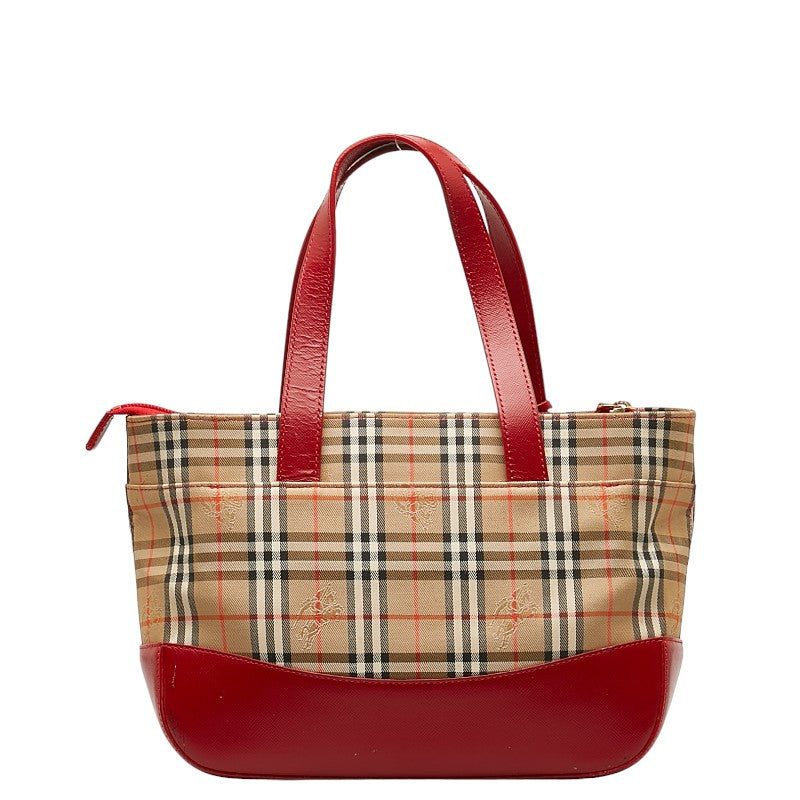 Burberry Nova Check Shadow Horse Canvas Leather Handbag in Very Good Condition