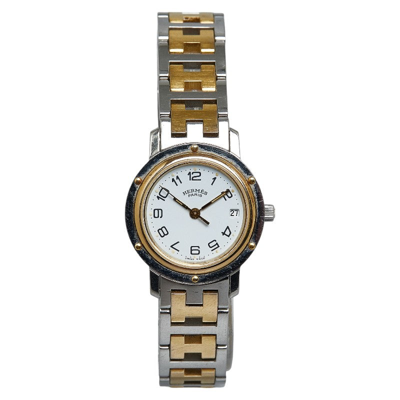 Hermes Ladies' Clipper CL3.240 White Quartz Watch Stainless Steel Plated  CL3.240