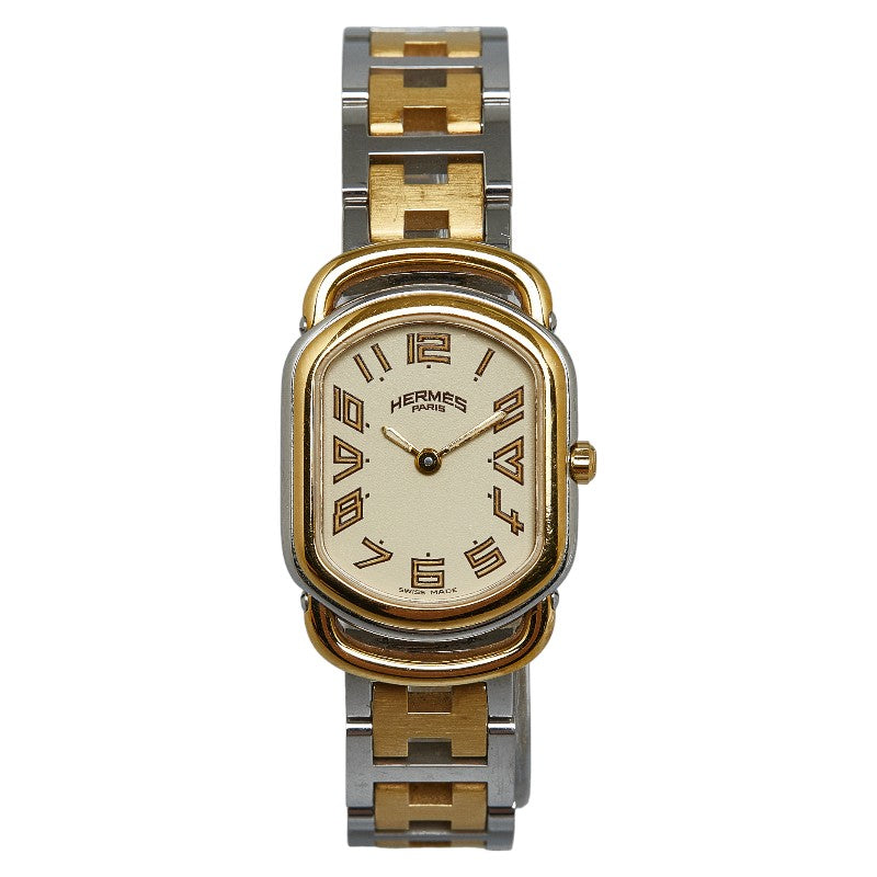 Hermes Rally RA1.240 Ladies' Stainless Steel Plated Quartz Watch with Gold Dial (Pre-owned) RA1.240