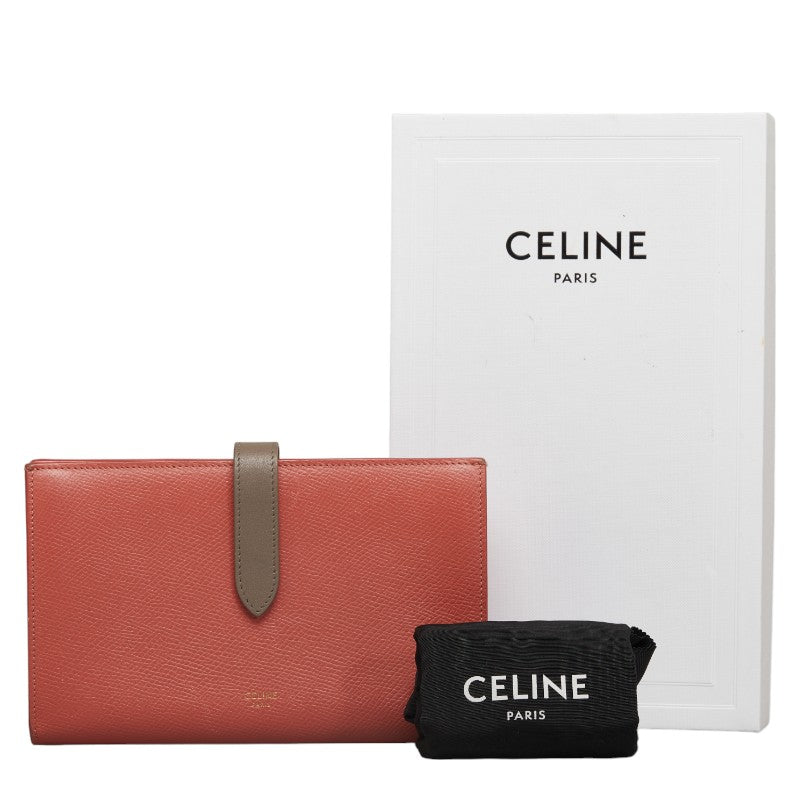 Celine Large Strap Wallet Leather Bicolor Pink Gray in Very Good Condition