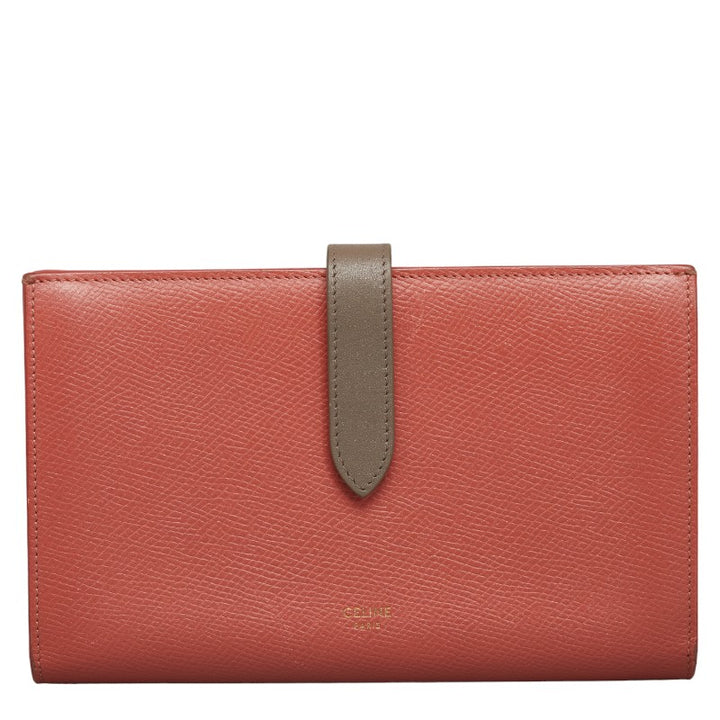 Celine Large Strap Wallet Leather Bicolor Pink Gray