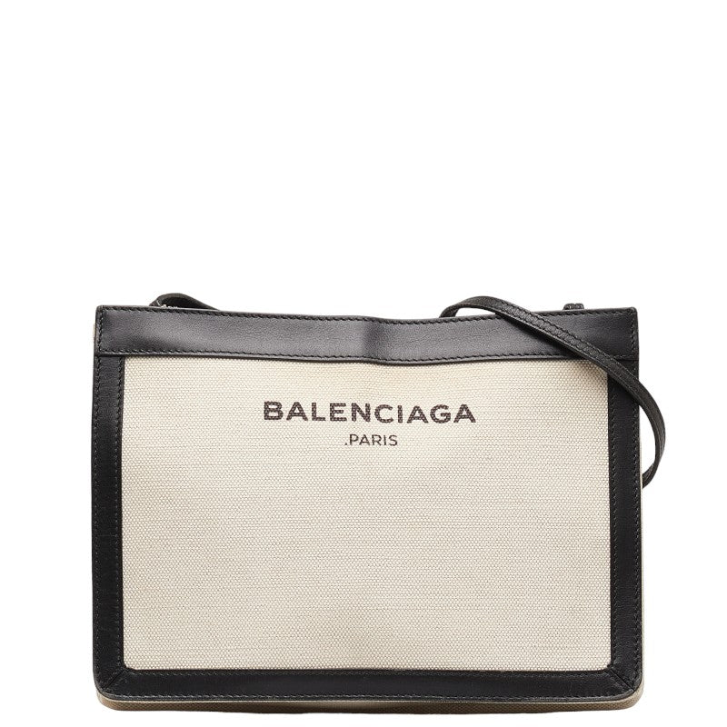 Balenciaga Canvas Leather Navy Pochette Shoulder Bag in Good Condition