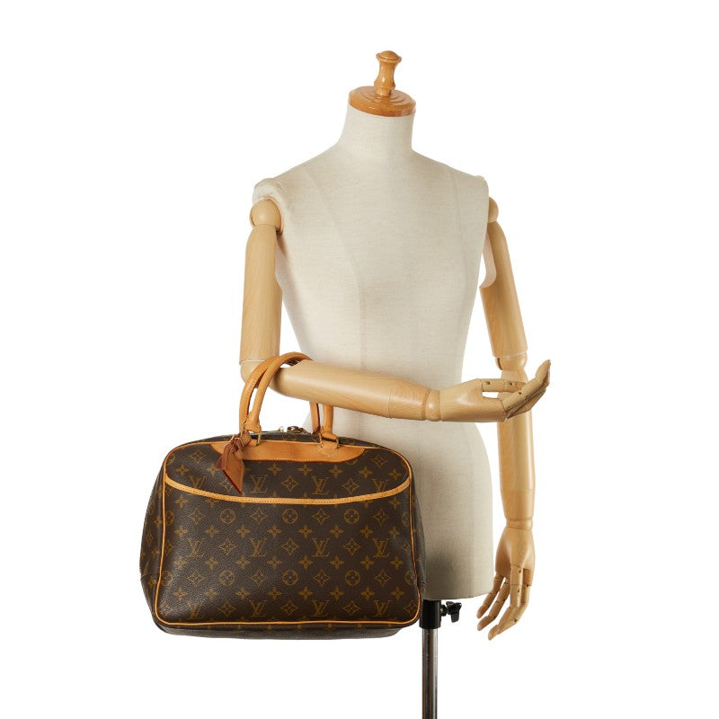 Louis Vuitton Monogram Deauville Handbag M47270 Brown PVC Leather in Very Good Condition