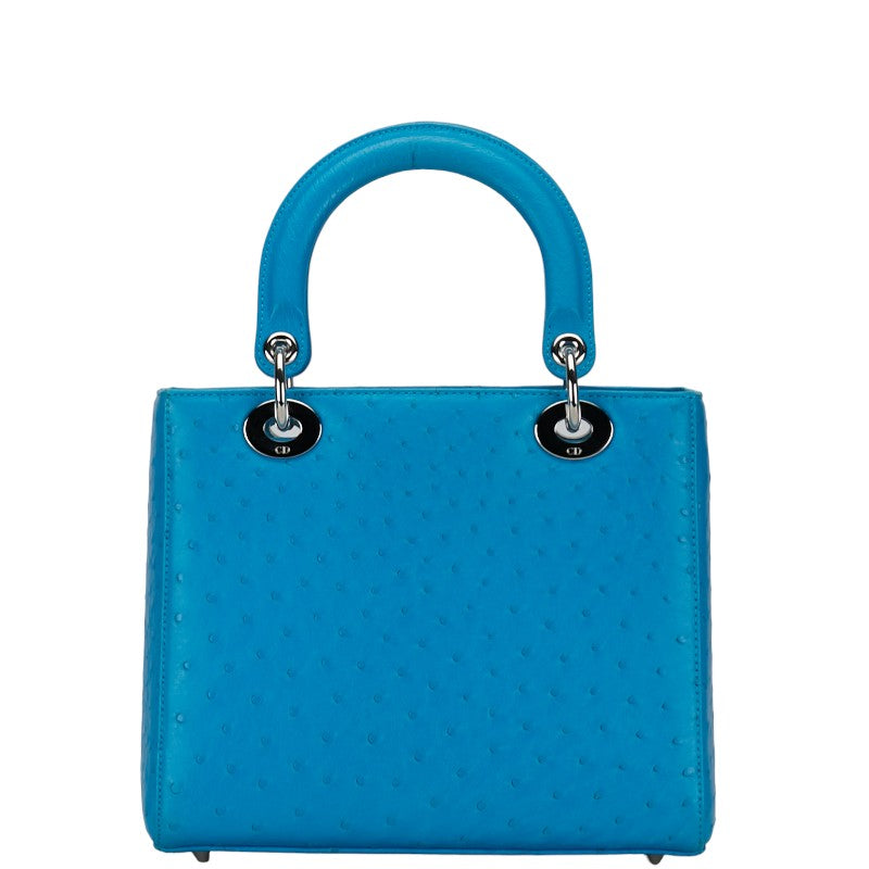 Dior Lady Dior Ostrich 2WAY Handbag Blue