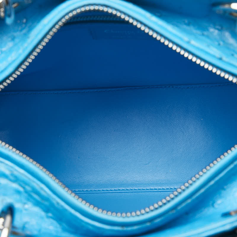 Dior Lady Dior Ostrich 2WAY Handbag Blue