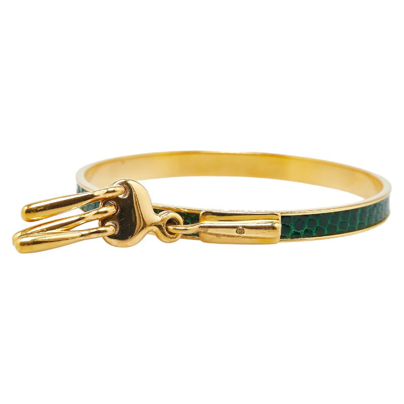 Hermes Gold Green Lizard Bracelet for Women