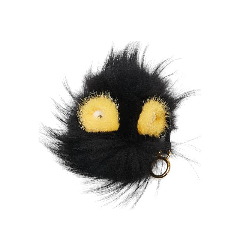 Fendi Fur Bugs Pom Pom Charm Keychain Black Yellow in Great Condition