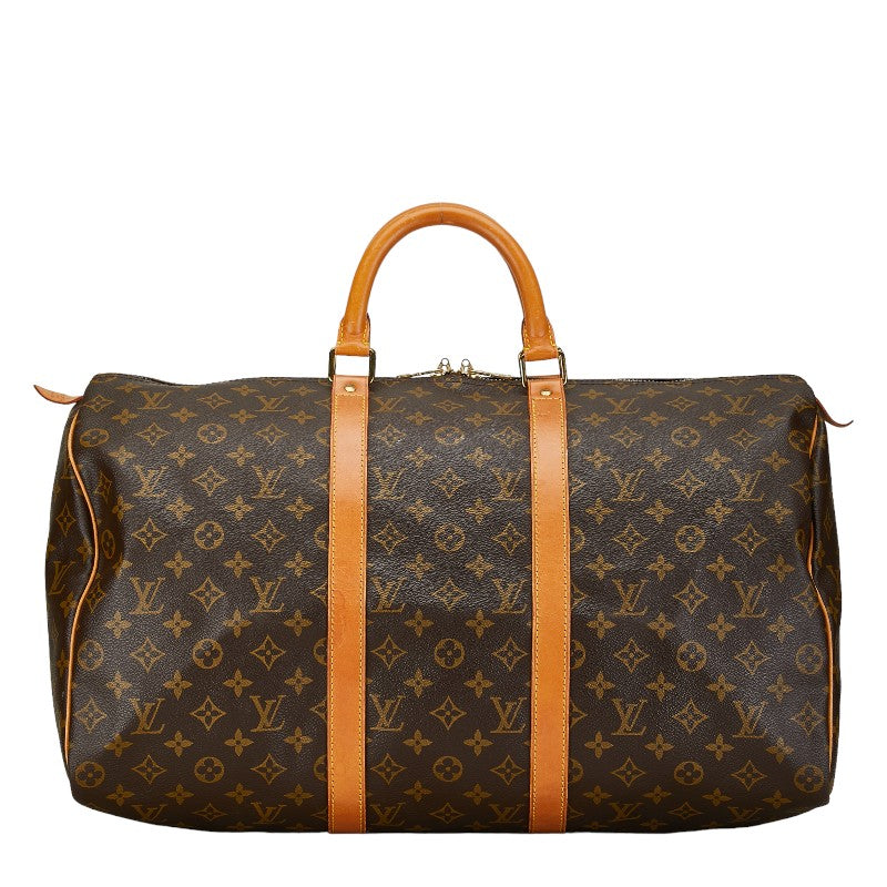 Louis Vuitton Monogram Keepall 50 Boston Bag M41426 Brown PVC Leather in Very Good Condition