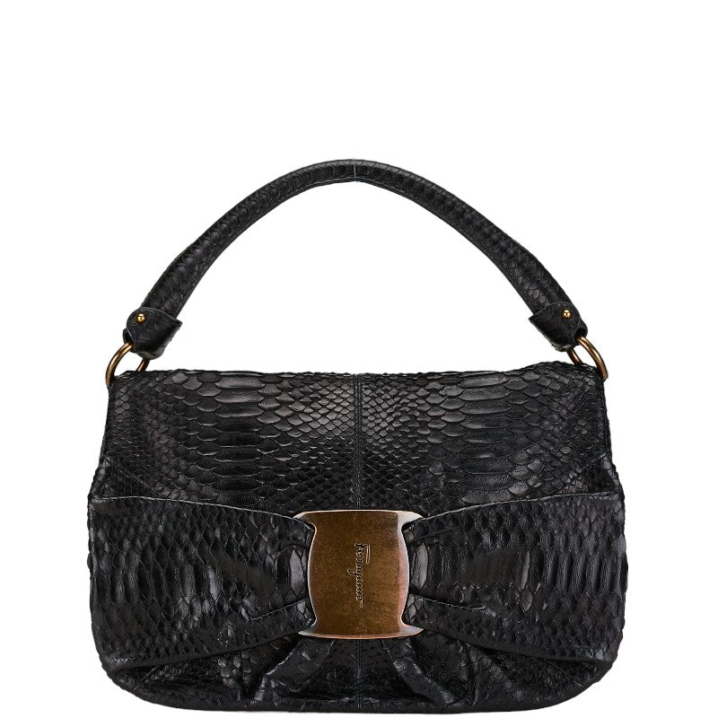 Salvatore Ferragamo Python Logo Vara Ribbon Leather Handbag