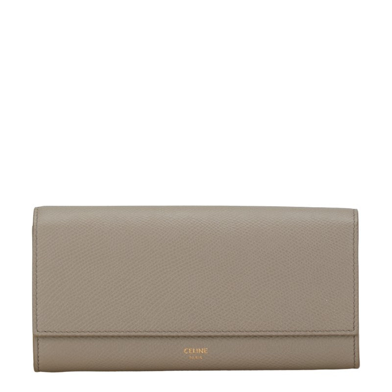 Celine Large Flap Leather Wallet Gray