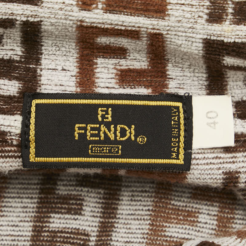 Fendi Zucca Polo Shirt Cotton Nylon Brown in Very Good Condition