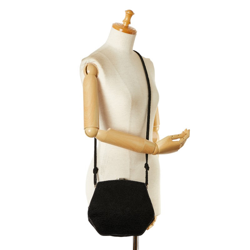 Fendi Sheepskin Shoulder Bag Black