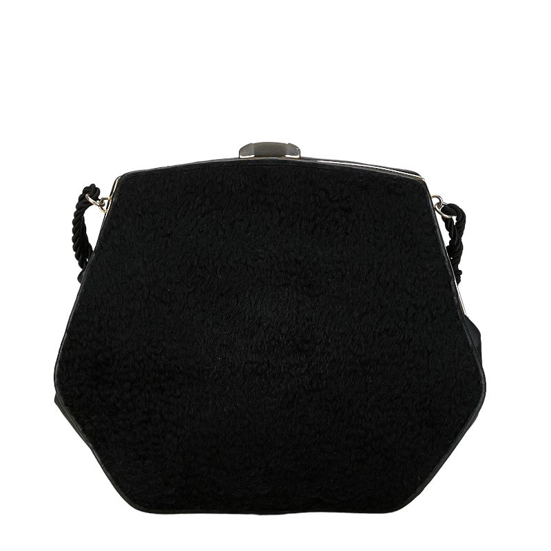 Fendi Sheepskin Shoulder Bag Black in Very Good Condition