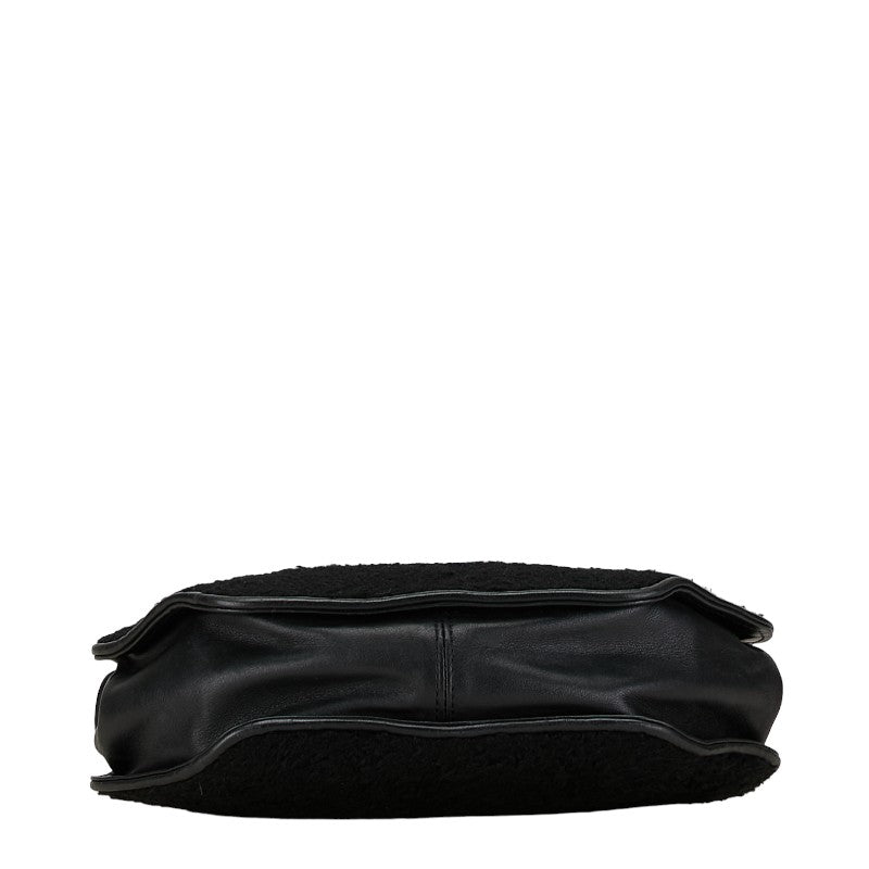 Fendi Sheepskin Shoulder Bag Black