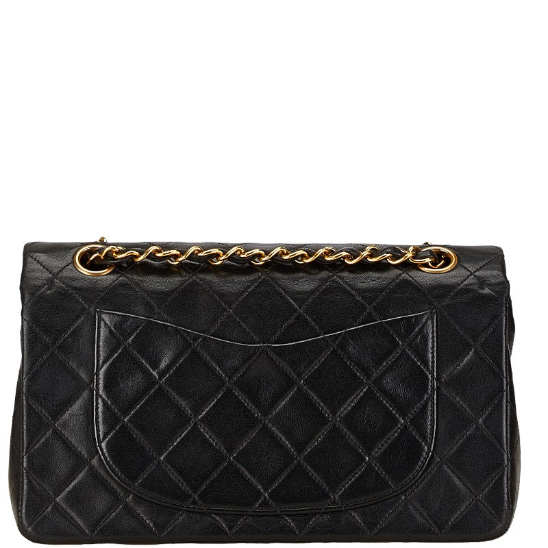 Chanel Matelasse 23 W Flap Chain Shoulder Bag Black Lambskin