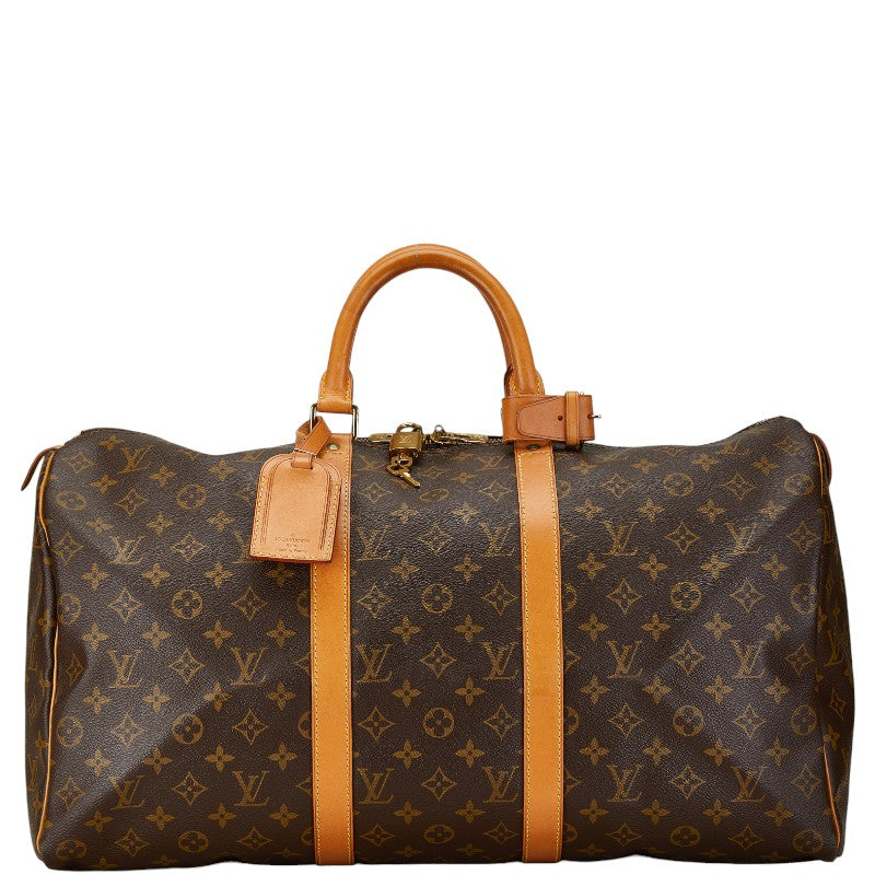 Louis Vuitton Monogram Keepall 50 Boston Bag 2WAY M41426 Brown PVC Leather in Good Condition