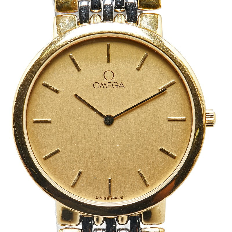 Omega De Ville Quartz Watch Stainless Steel Gold Dial