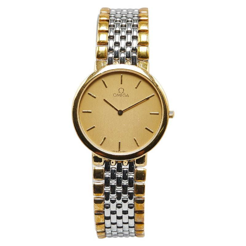 Omega De Ville Quartz Watch Stainless Steel Gold Dial