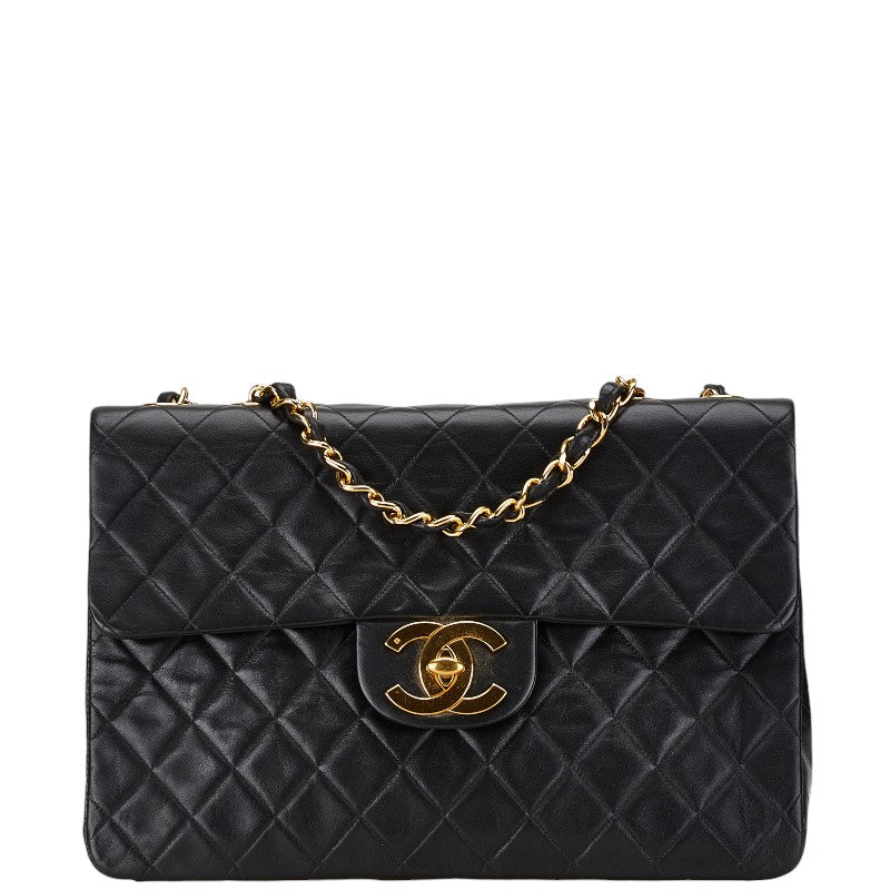 Chanel Matelasse 33 Coco Mark Chain Shoulder Bag Black Lambskin