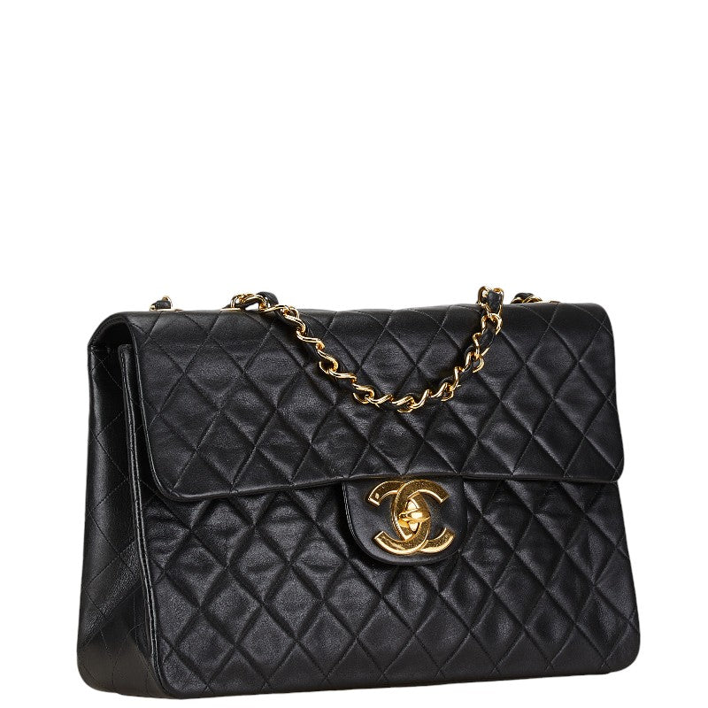 Chanel Matelasse 33 Coco Mark Chain Shoulder Bag Black Lambskin