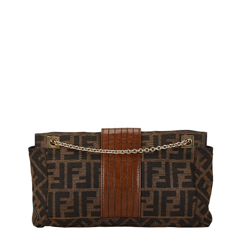 Fendi Zucca Chain Shoulder Bag Canvas Leather 8BT139 in Very Good Condition