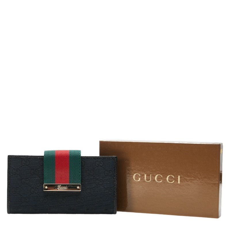 Gucci GG Canvas Leather Long Wallet 181668 in Very Good Condition