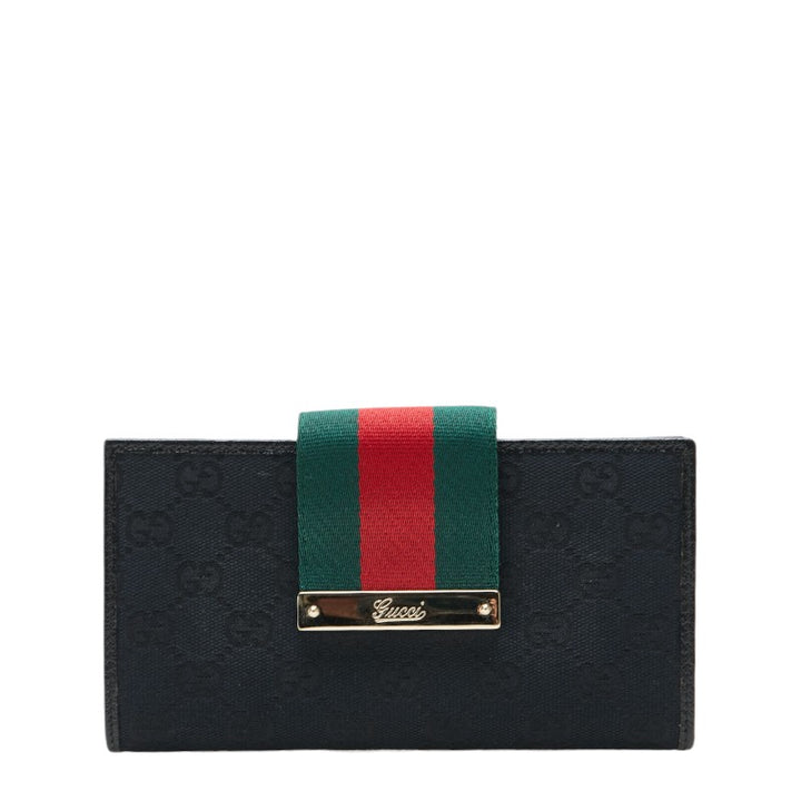 Gucci GG Canvas Leather Long Wallet 181668