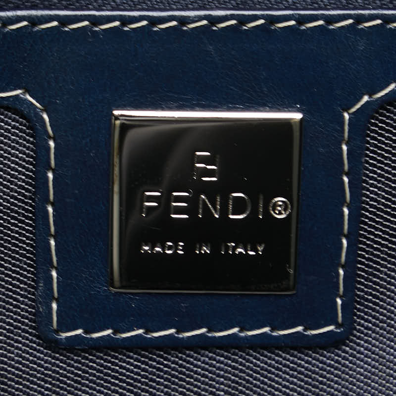 Fendi Canvas Leather Logo Handbag Navy in Very Good Condition