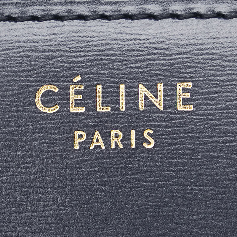 Celine Classic Box Medium Shoulder Bag Navy Leather