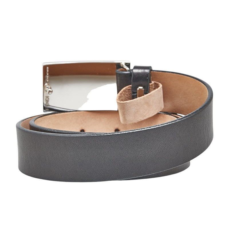 Fendi Leather Belt Black Silver Green